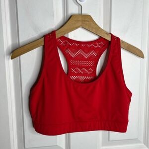 ZYIA Active Red Vented Bomber Mesh Lace Sports Bra Racerback Size Large